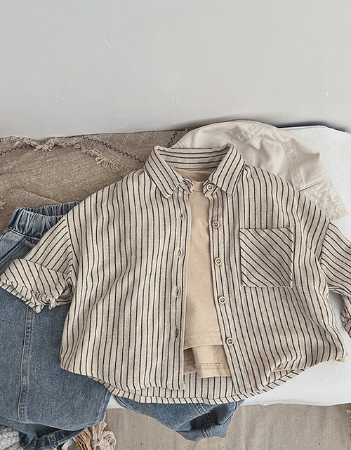 Load image into Gallery viewer, Baby Striped Print Pattern Single Breasted Design Cotton Shirt by MyKids-USA™
