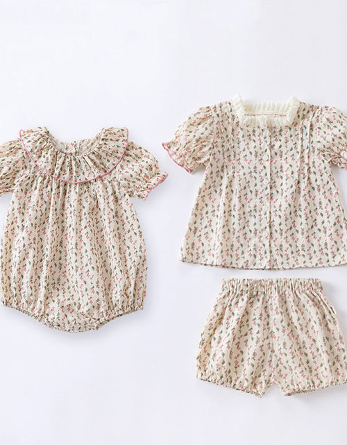 Load image into Gallery viewer, Baby Ditsy Flower Graphic Puff Sleeves Onesie&amp;Sets by MyKids-USA™
