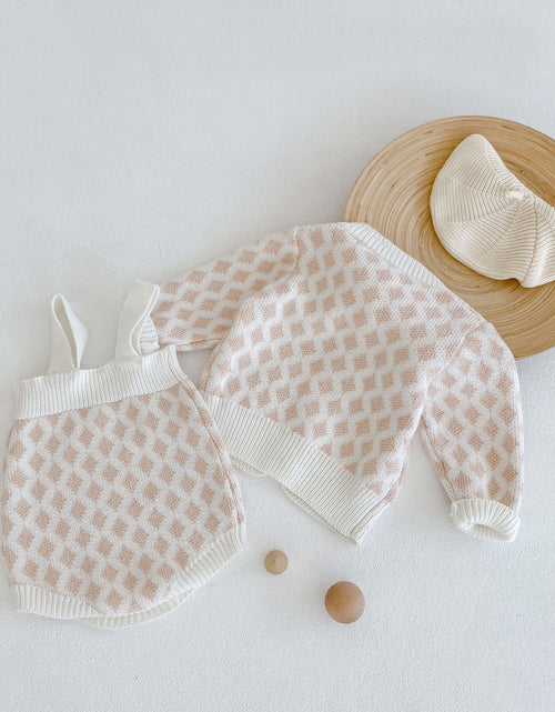 Load image into Gallery viewer, Baby Girl 2pcs Plaid Graphic Onesies &amp; Cardigan Knitted Sets by MyKids-USA™
