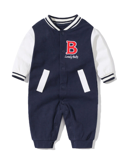Load image into Gallery viewer, Baby Letter Embroidered Pattern Long Sleeves Baseball Rompers by MyKids-USA™
