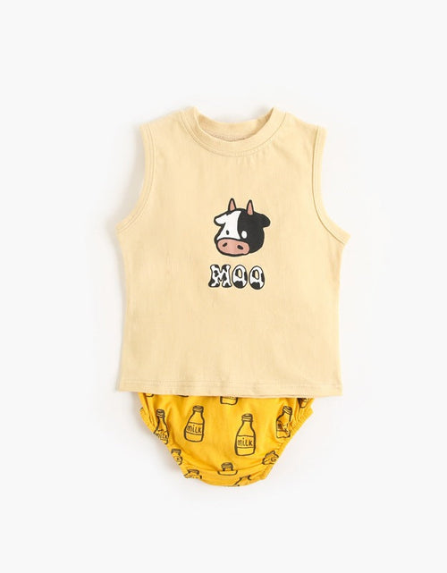 Load image into Gallery viewer, Baby Boy And Girl Animal Print Sleeveless T-Shirt Combo Shorts Sets by MyKids-USA™

