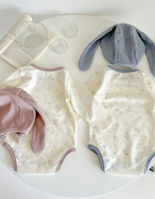 Load image into Gallery viewer, Baby Cute Bunny Graphic Long Sleeves Soft Cotton Bodysuit &amp; Hat by MyKids-USA™
