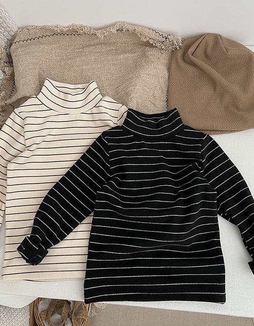 Load image into Gallery viewer, Baby Striped Pattern High Turtle Nack Soft Cotton Comfy Shirt by MyKids-USA™
