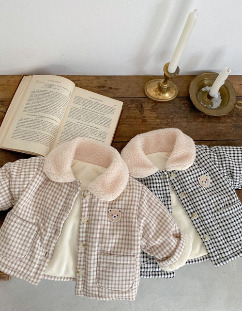 Load image into Gallery viewer, Baby Plaid Graphic Single Breasted Design Thickened Warm Winter Cotton Coat by MyKids-USA™
