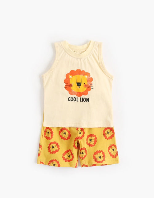Load image into Gallery viewer, Baby Boy And Girl Animal Tiger Print Sleeveless Top Combo Shorts  Sets by MyKids-USA™
