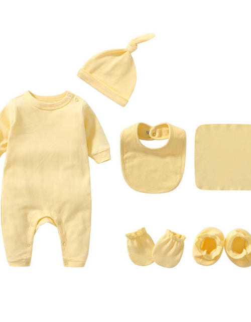 Load image into Gallery viewer, Newborn Solid Color Romper Hat, Bib, Gloves, Footwear, Square Scarf Sets by MyKids-USA™
