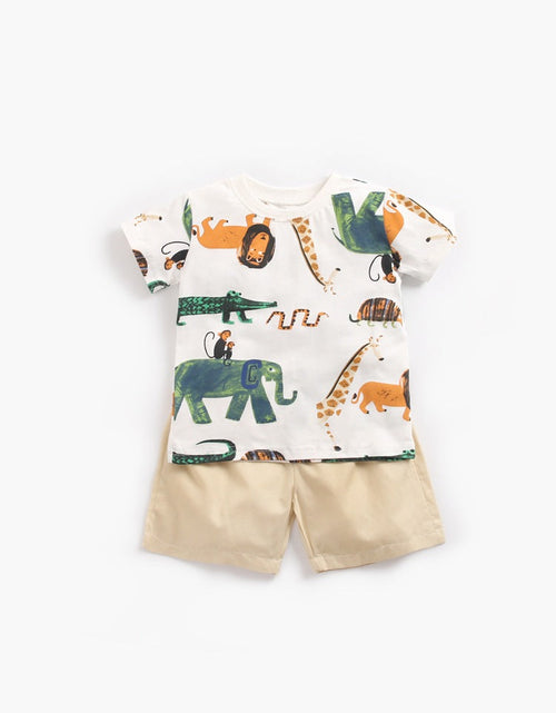 Load image into Gallery viewer, Baby Boy Animal Print Short-Sleeved Top Combo Shorts 2-Pieces Sets In Summer by MyKids-USA™
