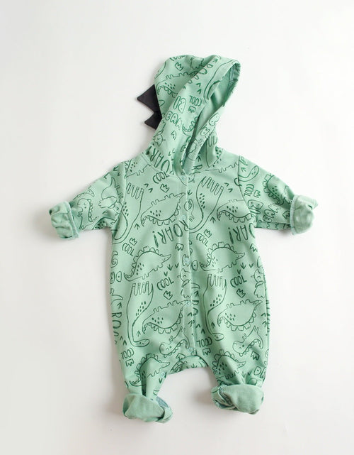 Load image into Gallery viewer, Baby Cartoon Dinosaur Graphic Snap Button Thin Style Rompers With Hat by MyKids-USA™
