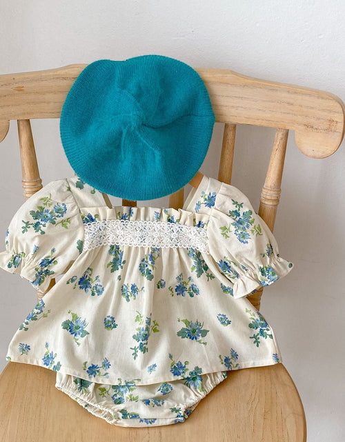Load image into Gallery viewer, Baby Ditsy Flower Graphic Mesh Patchwork Design Square Neck Sets by MyKids-USA™

