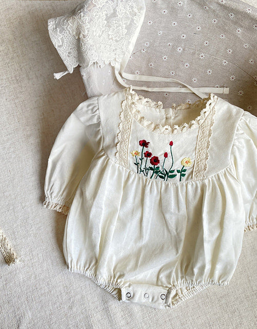 Load image into Gallery viewer, Baby Solid Color Embroidered Pattern Long Sleeve Onesies With Hat by MyKids-USA™
