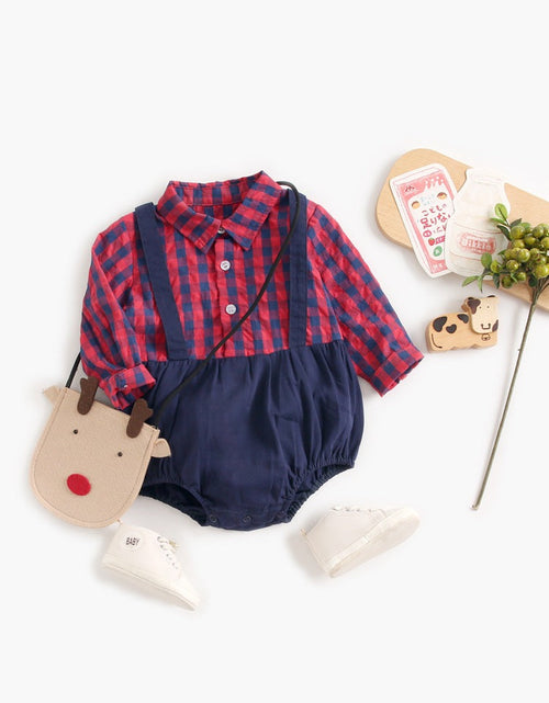 Load image into Gallery viewer, Baby Boy 1pcs Plaid Pattern False 1 Pieces Design Lapel Bodysuit Onesies by MyKids-USA™
