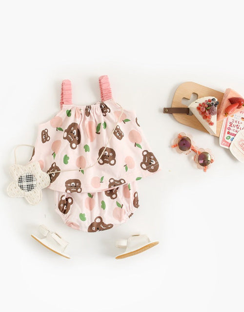Load image into Gallery viewer, Baby Girl Floral Print Pattern Sleeveless Tops Combo Shorts 2-Pieces Sets In Summer by MyKids-USA™
