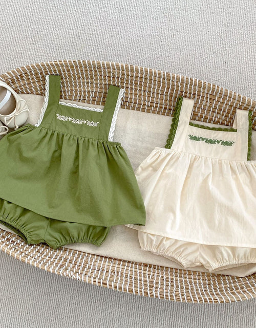 Load image into Gallery viewer, Baby Girl Embroidery Pattern Sling Tops With Shorts Sets by MyKids-USA™
