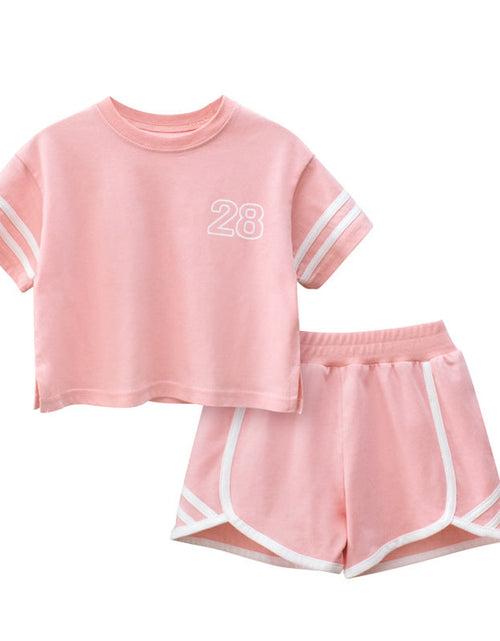 Load image into Gallery viewer, Baby Striped Sleeves Design T-Shirt Combo Shorts Sport Pieces Sets by MyKids-USA™
