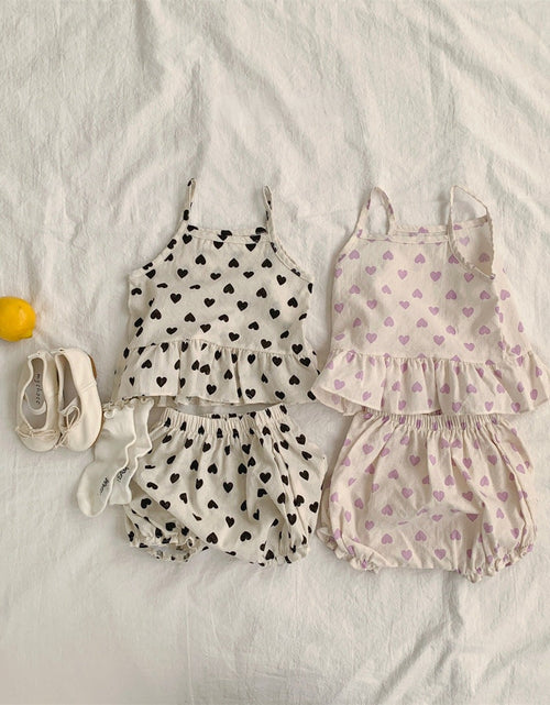 Load image into Gallery viewer, Baby Girl Heart Pattern Sling Tops With Shoers Sets by MyKids-USA™
