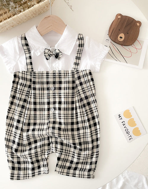 Load image into Gallery viewer, Baby Boy Plaid Pattern Polo-Neck Rompers by MyKids-USA™
