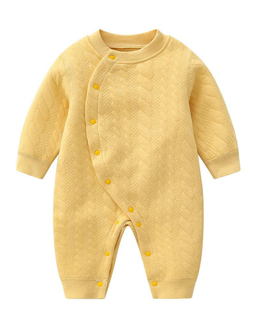 Load image into Gallery viewer, Baby Solid Color Side Snap Button Design Long Sleeved Winter Thickened Romper by MyKids-USA™
