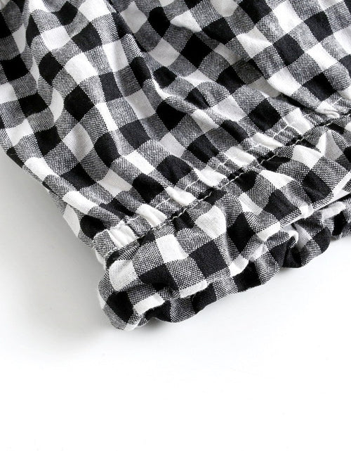 Load image into Gallery viewer, Baby Girl Plaid Pattern Single Breasted Design Shirt Combo Shorts Sets by MyKids-USA™
