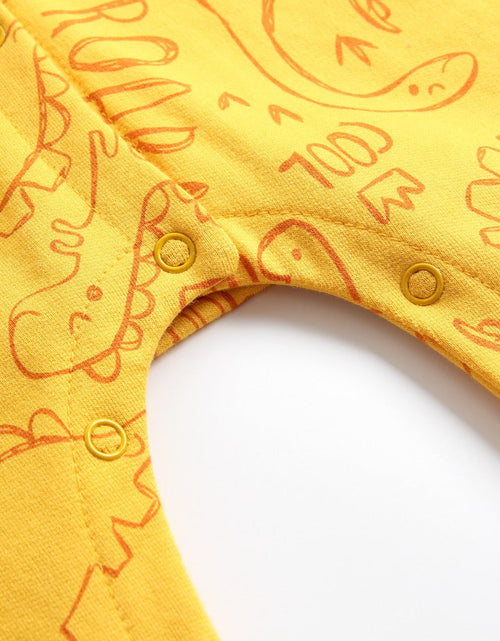 Load image into Gallery viewer, Baby Cartoon Dinosaur Graphic Snap Button Thin Style Rompers With Hat by MyKids-USA™
