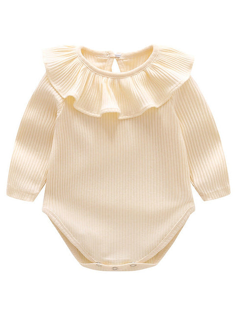 Load image into Gallery viewer, Baby Solid Color Ruffle &amp; Buttoned Design Long-Sleeved O-Neck Onesies by MyKids-USA™
