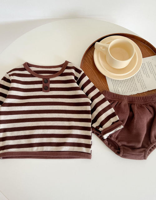 Load image into Gallery viewer, Baby Striped Pattern Long Sleeve Tops &amp; Triangle Shorts 1 Pieces Sets by MyKids-USA™
