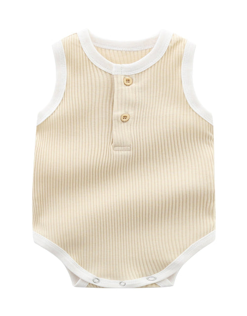 Load image into Gallery viewer, Baby Boy Solid Color Neck Buttoned Design Sleeveless Round Collar Onesies by MyKids-USA™
