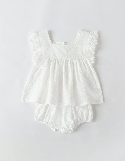 Load image into Gallery viewer, Baby Girl Solid Color Ruffle Design Square Neck Tops Combo Triangle Shorts 1 Pieces Sets by MyKids-USA™
