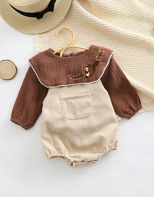 Load image into Gallery viewer, Baby Embroidered Pattern Lapel Cotton Shirt Combo Corduroy Strap Onesies Sets by MyKids-USA™
