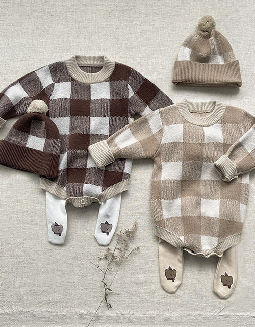 Load image into Gallery viewer, Baby Plaid Graphic Long Sleeve Crewneck Knit Thickened Onesies by MyKids-USA™
