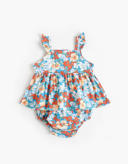 Load image into Gallery viewer, Baby Girl Flower Pattern Sling Loose Tops With Shorts Sets by MyKids-USA™
