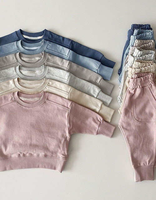 Load image into Gallery viewer, Baby Boy And Girl Solid Color Pullover Hoodies Combo Pants Pieces Sets by MyKids-USA™
