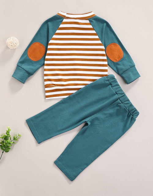 Load image into Gallery viewer, Baby Striped Pattern Contrast Design Hoodies Combo Solid Pants Sets by MyKids-USA™

