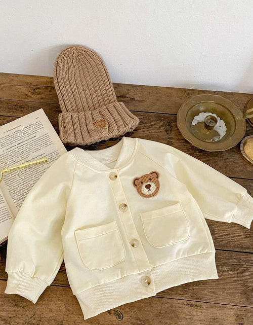 Load image into Gallery viewer, Baby Cartoon Bear Patched Pattern Cute Style Romper And Coat by MyKids-USA™
