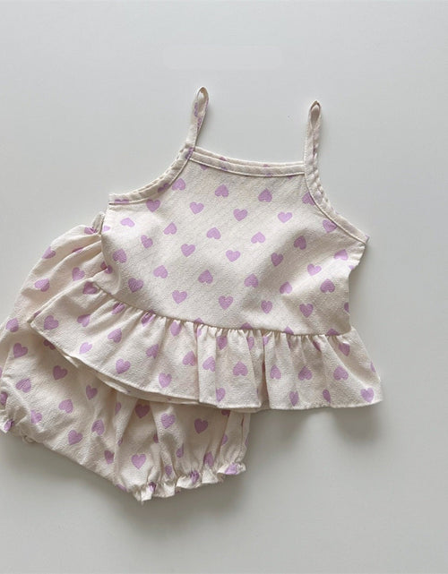 Load image into Gallery viewer, Baby Girl Heart Pattern Sling Tops With Shoers Sets by MyKids-USA™
