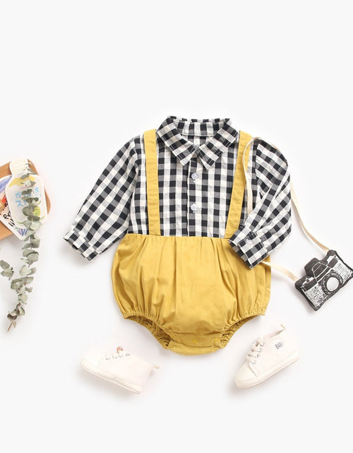 Load image into Gallery viewer, Baby Boy 1pcs Plaid Pattern False 1 Pieces Design Lapel Bodysuit Onesies by MyKids-USA™
