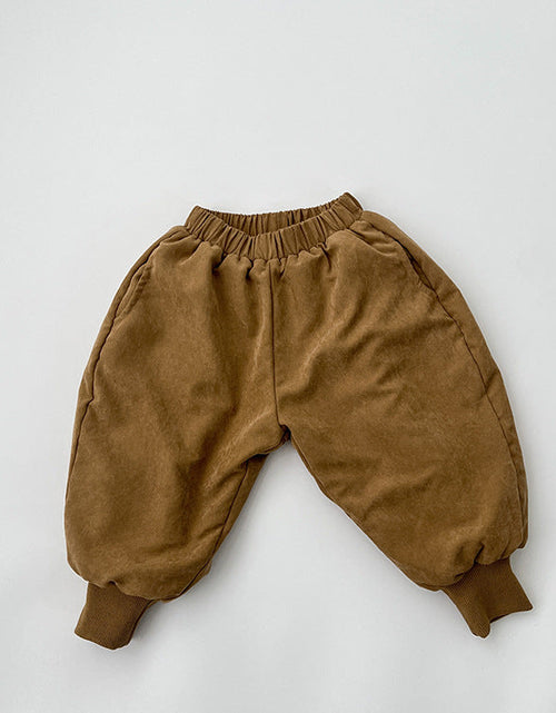 Load image into Gallery viewer, Baby Solid Color Thickened Lambswool Drawstring Casual Trousers by MyKids-USA™
