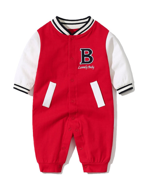 Load image into Gallery viewer, Baby Letter Embroidered Pattern Long Sleeves Baseball Rompers by MyKids-USA™
