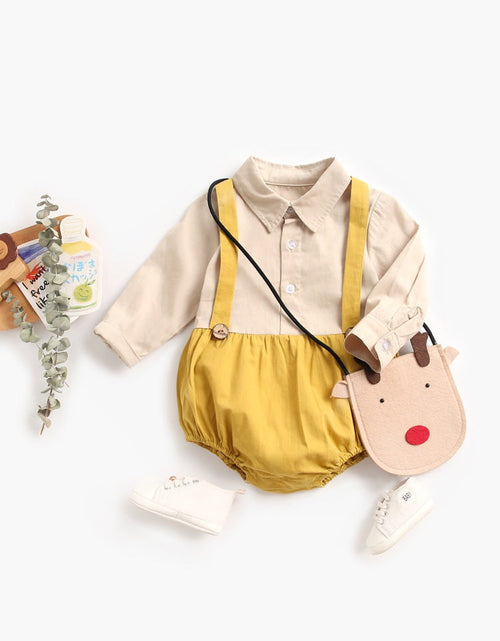 Load image into Gallery viewer, Baby Boy Solid Color False 2-Piece Design Long Sleeved Onesies Bodysuit by MyKids-USA™
