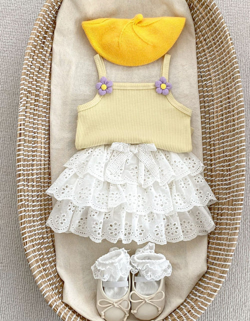 Load image into Gallery viewer, Baby Girl Sling Vest Combo Princess White Skirt Sets by MyKids-USA™
