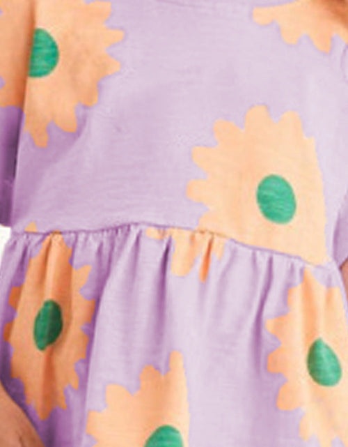 Load image into Gallery viewer, Baby Girl Flower Graphic Short Sleeve Summer Sets by MyKids-USA™
