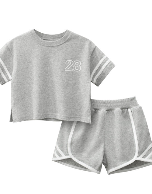 Load image into Gallery viewer, Baby Striped Sleeves Design T-Shirt Combo Shorts Sport Pieces Sets by MyKids-USA™

