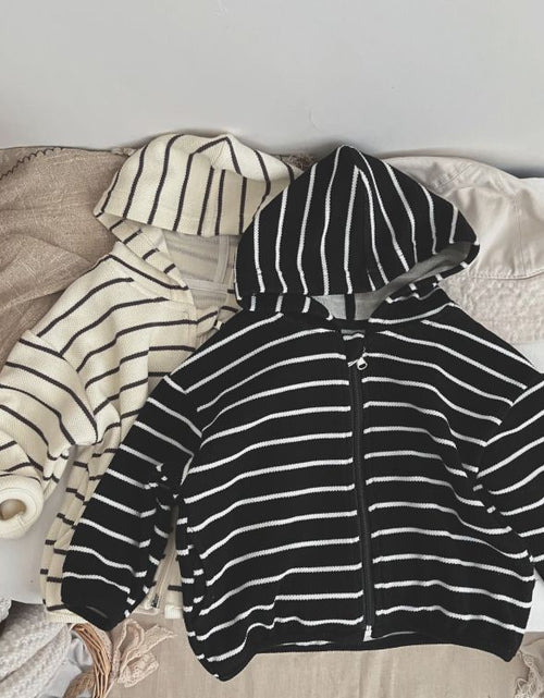 Load image into Gallery viewer, Baby Striped Pattern Single Breasted Design Long Sleeve Coat With Hat by MyKids-USA™
