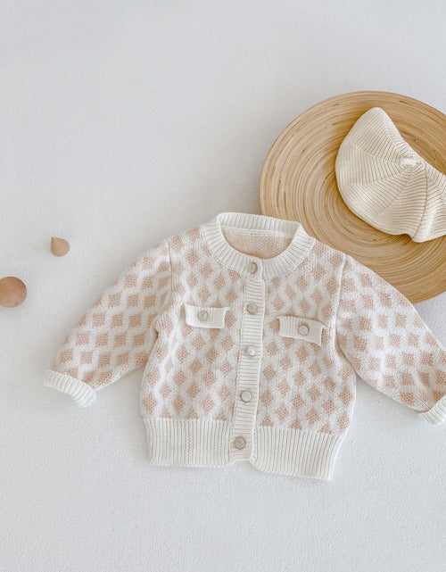 Load image into Gallery viewer, Baby Girl 2pcs Plaid Graphic Onesies &amp; Cardigan Knitted Sets by MyKids-USA™

