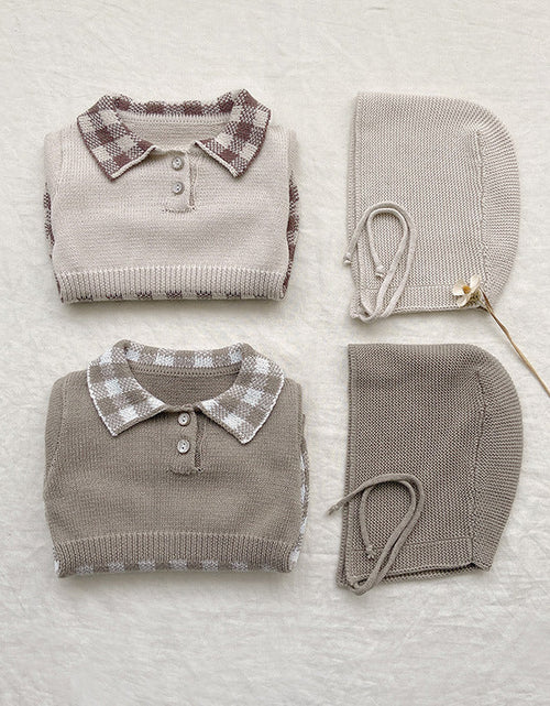 Load image into Gallery viewer, Baby Checkerboard Pattern Polo Neck Knit Warm Onesies by MyKids-USA™
