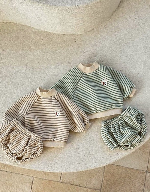 Load image into Gallery viewer, Baby Striped Pattern Hoodies Combo Triangle Shorts Sets by MyKids-USA™
