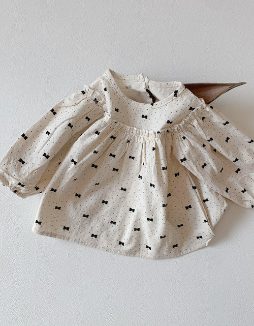 Load image into Gallery viewer, Baby Girl Bow &amp; Polka Dot Graphic A-Line Long Sleeves Shirt Combo Triangle Shorts 1 Pieces Sets by MyKids-USA™
