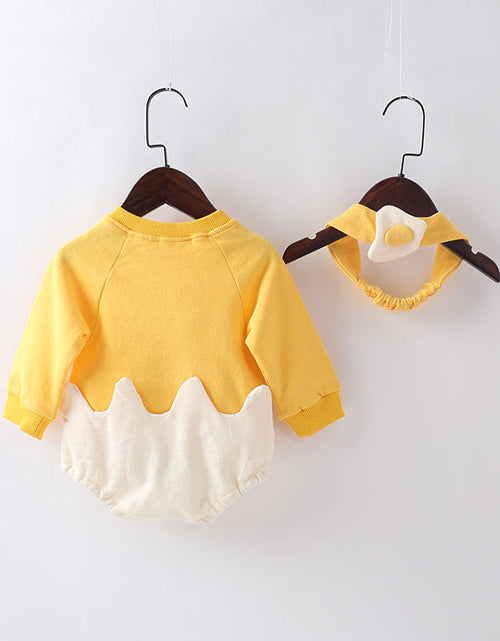 Load image into Gallery viewer, Baby Cartoon Egg Shape Design Long Sleeved Cute Bodysuit With Headband by MyKids-USA™
