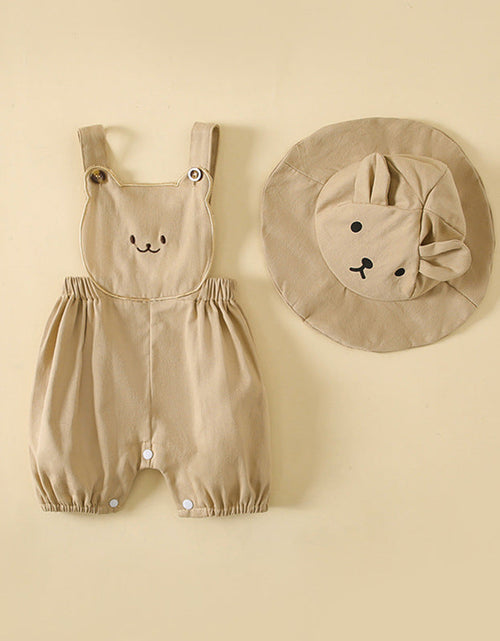 Load image into Gallery viewer, Baby Boys And Girls Stereoscopic Bear Sleeveless Straps Shorts With Sun Hat Sets In Summer by MyKids-USA™
