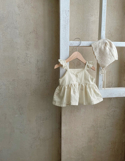 Load image into Gallery viewer, Baby Girl 1pc Floral Embroidered Graphic Ruffle Sling Tops &amp; Shorts Sets by MyKids-USA™
