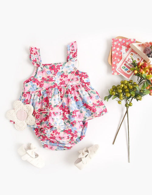 Load image into Gallery viewer, Baby Girl Floral Print Sleeveless Tops Combo Shorts Sets In Summer by MyKids-USA™
